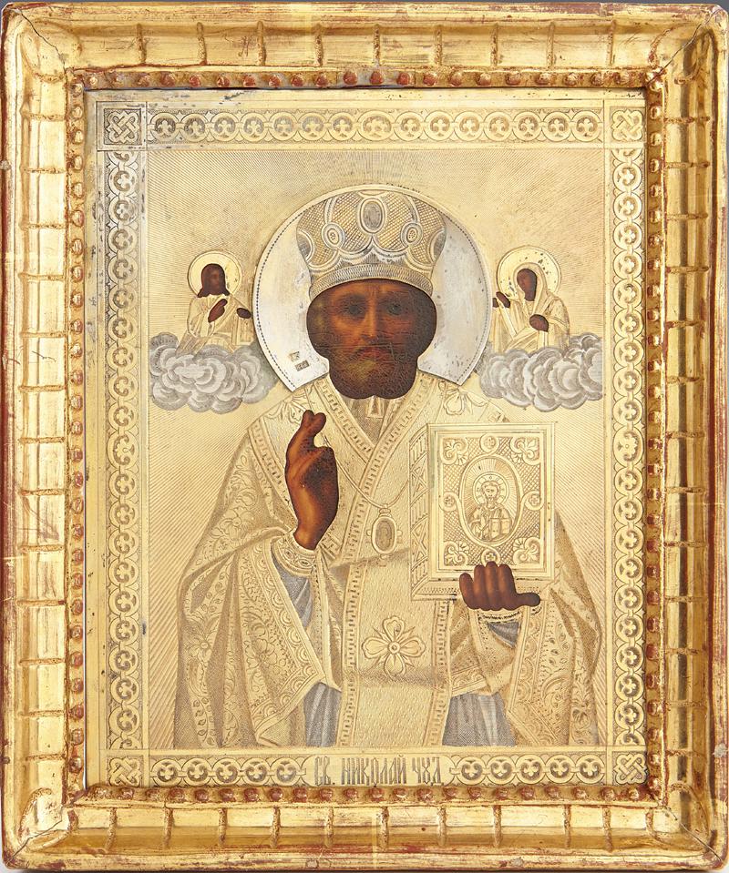 Russian Icon of Saint Nicholas, 1894, with a gold (1 of 4)