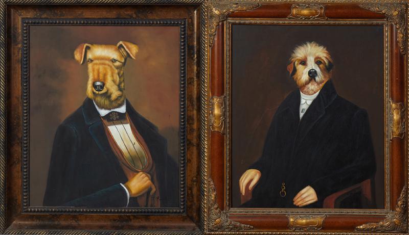 Chinese School, "Two Well Dressed Canine Gentlemen," (1 of 3)