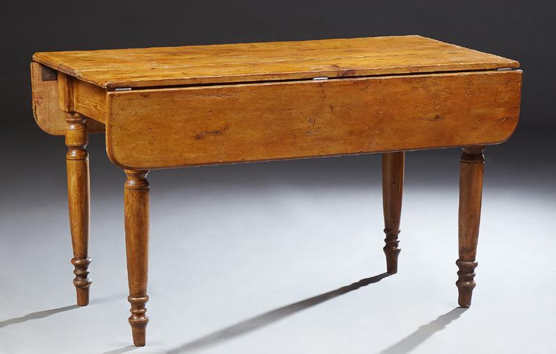 English Carved Pine Drop Leaf Dining Table, late 19th (1 of 2)
