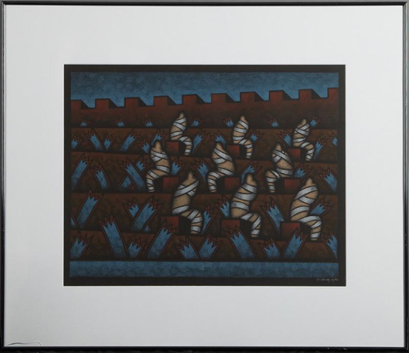 Robert "Bob" Gordy (1933-1986), "Ramparts," silkscreen,: Robert "Bob" Gordy (1933-1986), "Ramparts," silkscreen, 9/40, signed and numbered lower right, framed, H.- 20 1/2 in., W.- 26 3/8 in.