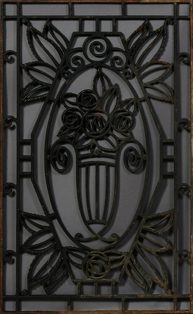 French Art Deco Wrought Iron Window Grill, c. 1930, (1 of 1)