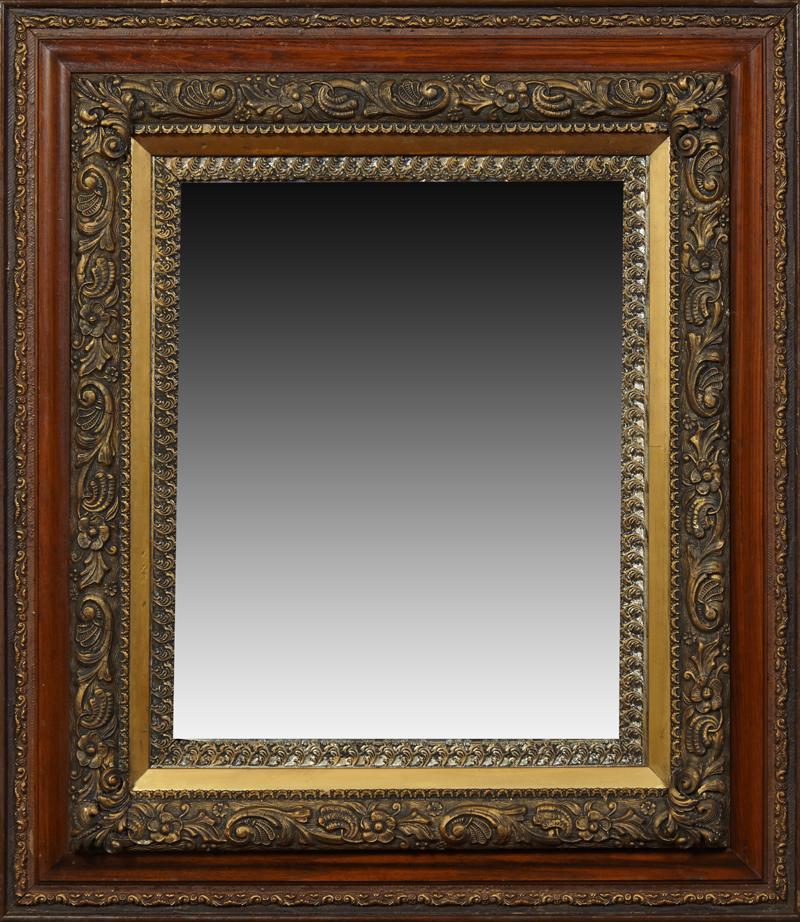 American Late Victorian Oak and Gilt Gesso Overmantel (1 of 1)