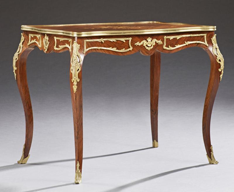 French Louis XV Style Bronze Ormolu Mounted Marquetry (1 of 2)
