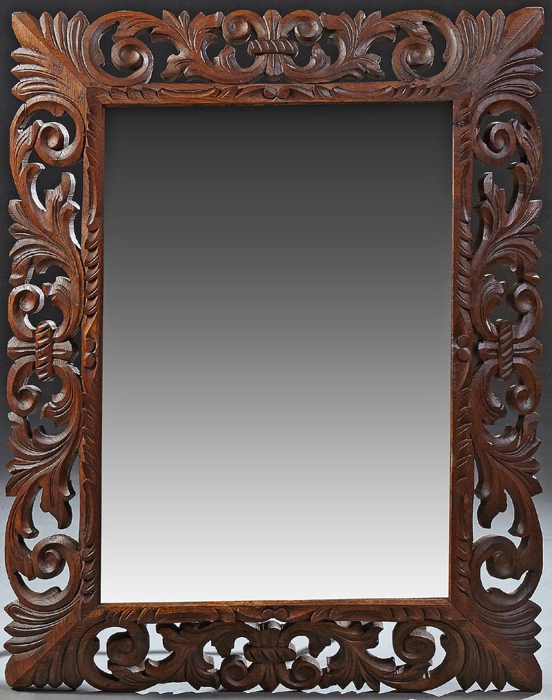 French Louis XIII Style Carved Oak Overmantle Mirror, (1 of 1)