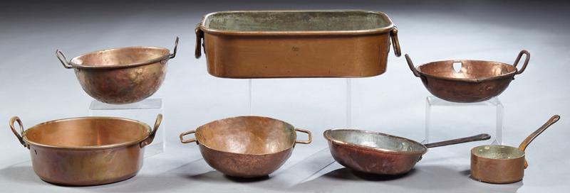 Group of Seven Pieces of French Copper Cookware, 19th (1 of 1)