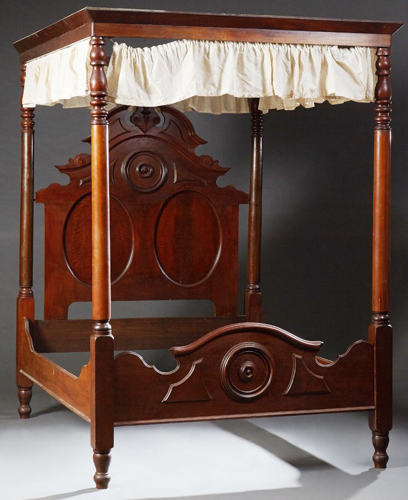 American Eastlake Carved Walnut Tester Double Bed, 19th (1 of 1)