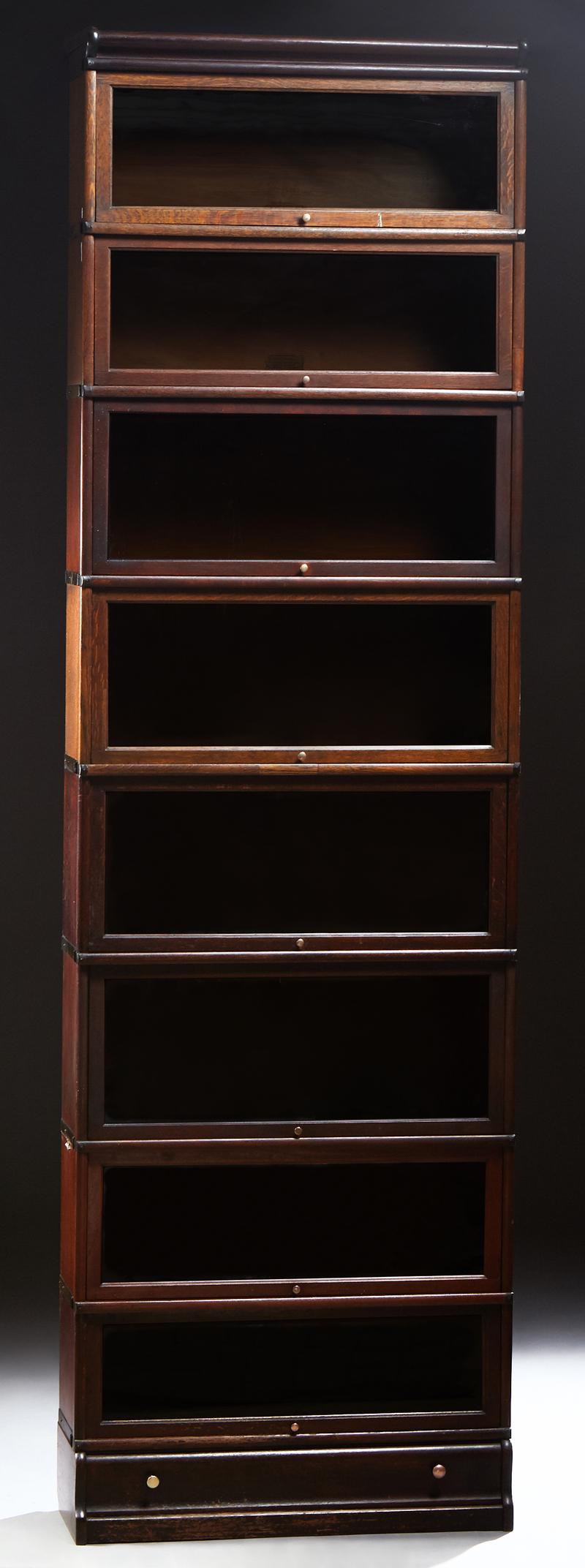 Carved Oak Globe Wernicke Barrister Bookcase, c. 1910, (1 of 1)