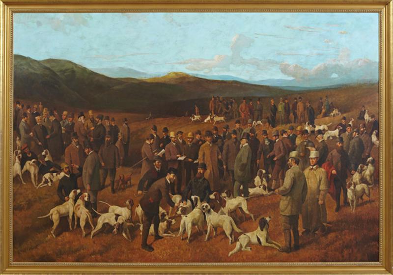 American School, "The Hunting Dogs Show," 20th c., oil (1 of 7)