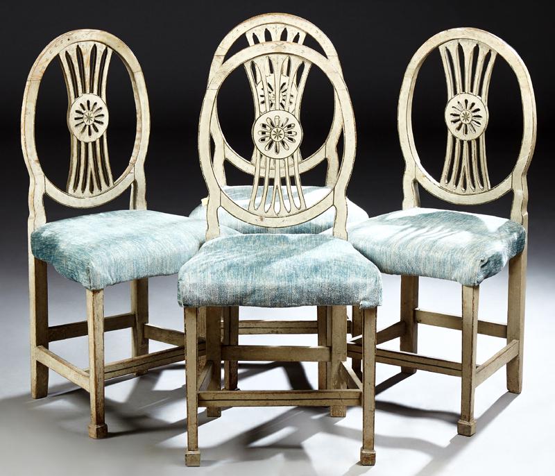 Set of Four Continental Polychromed Oak Louis XVI Style (1 of 1)