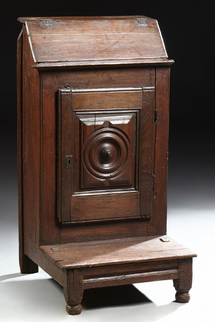 French Provincial Louis XIII Style Carved Oak Prie (1 of 2)