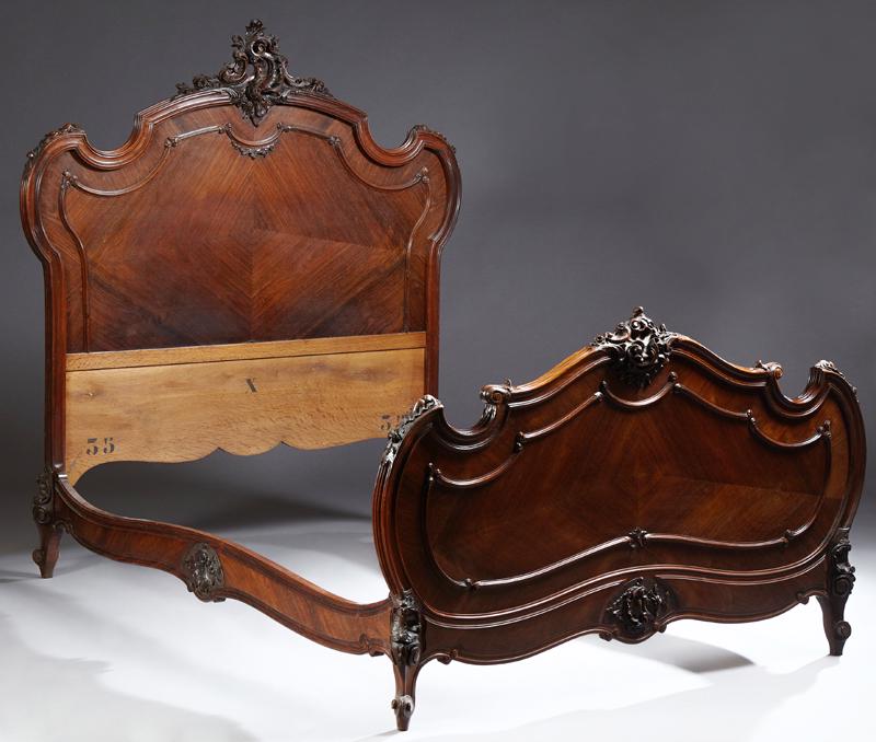 French Carved Mahogany Louis XV Style Bed, c. 1890, the (1 of 1)
