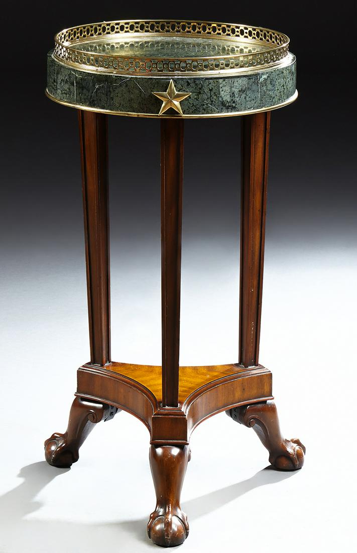 Chippendale Style Carved Mahogany Marble Top Gueridon, (1 of 1)
