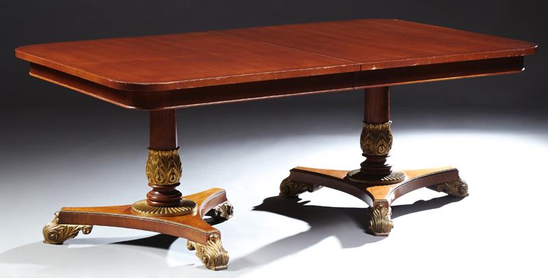 English Regency Style Inlaid Mahogany Dining Table, (1 of 2)