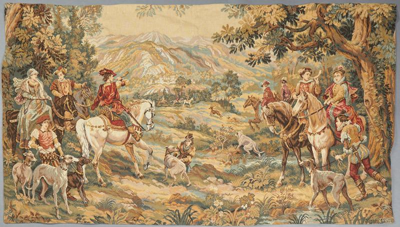 French Cotton Tapestry, 20th c., depicting a hunt scene (1 of 1)