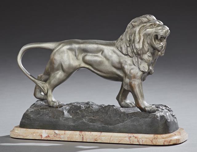 French Patinated Spelter Lion Figure, early 20th c., on (1 of 1)