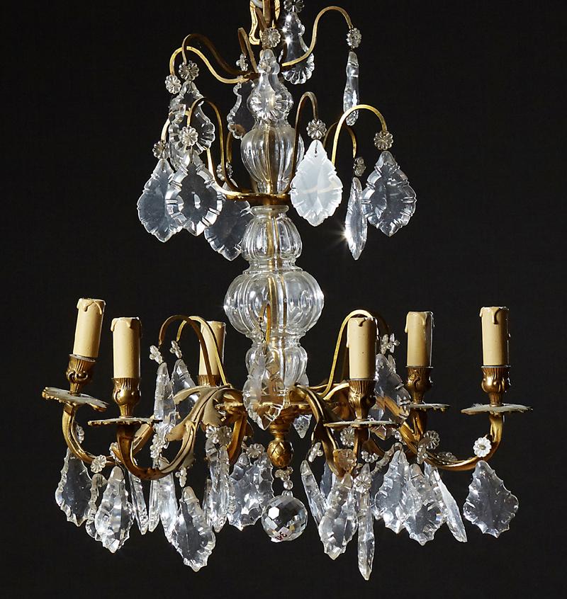 French Louis XV Style Bronze and Crystal Six Light (1 of 1)