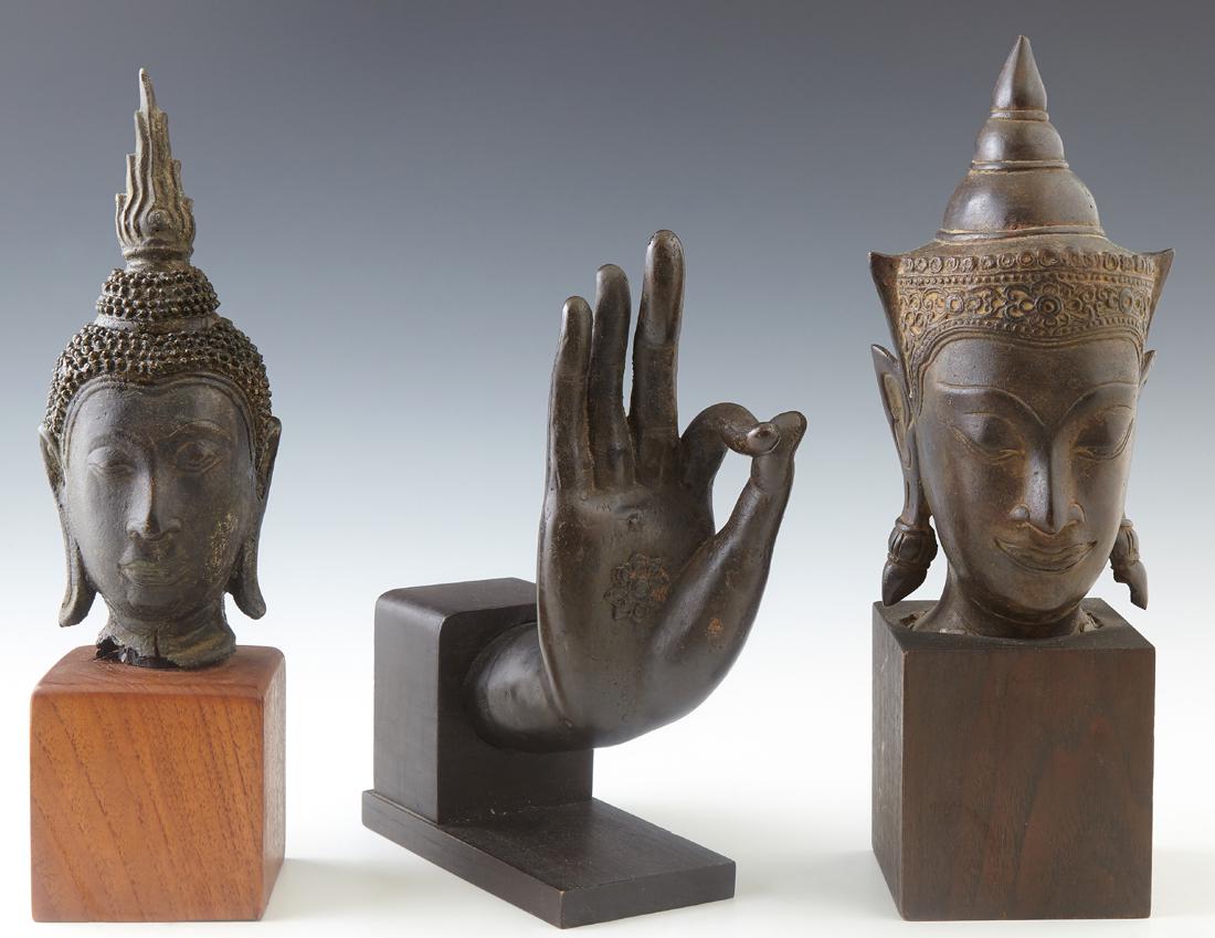 Group of Three Thai Bronze Buddha Items, late 19th c., (1 of 1)