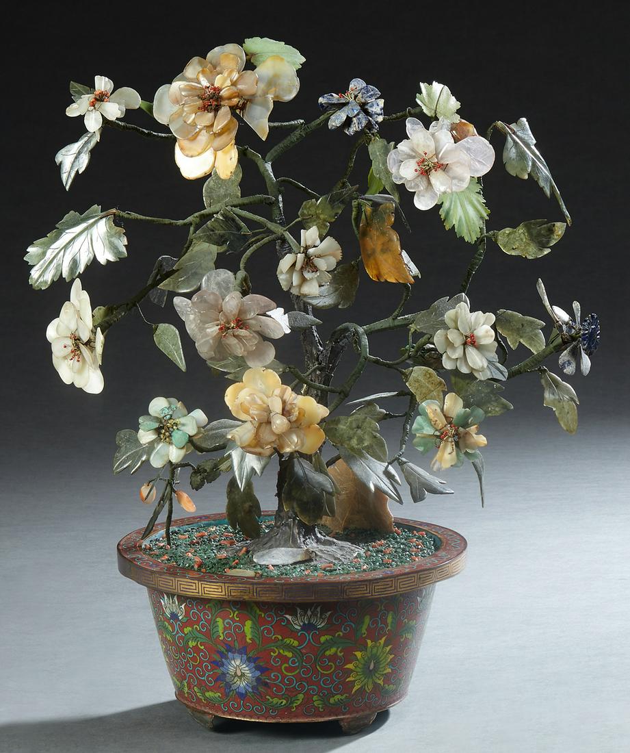 Chinese Hardstone and Jade Flowering Tree, 20th c., in (1 of 1)