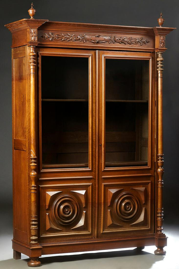 French Henri II Style Carved Walnut Bookcase, c. 1880, (1 of 1)