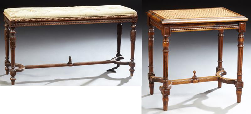 Two French Carved Beech Benches, 20th c., one with (1 of 3)