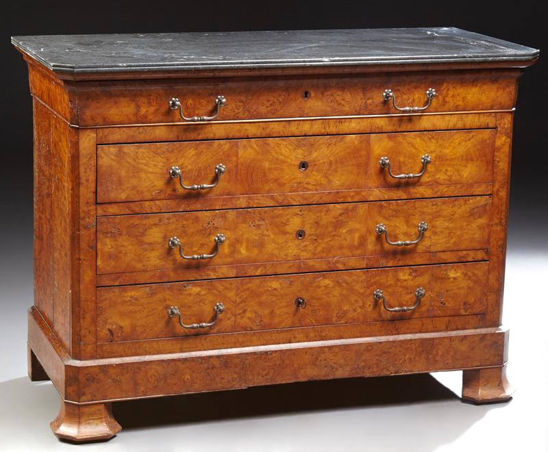 French Louis Philippe Carved Walnut Marble Top Commode, (1 of 1)