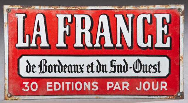 French Enamel Domed Advertising Sign, early 20th c., (1 of 1)