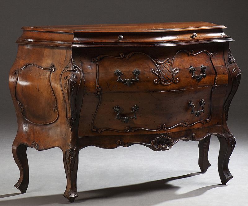 Italian Style Carved Cherry Bombe Commode, 20th c., (1 of 1)