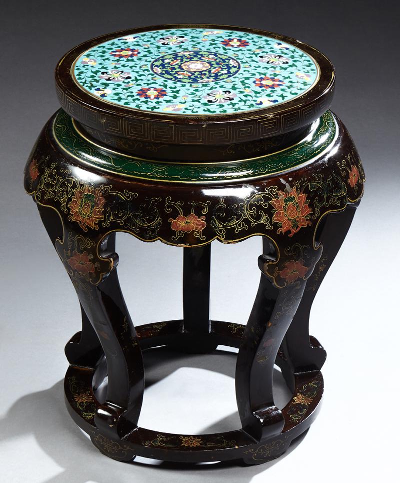 Chinese Black Lacquer Taboret, early 20th c., with an (1 of 1)