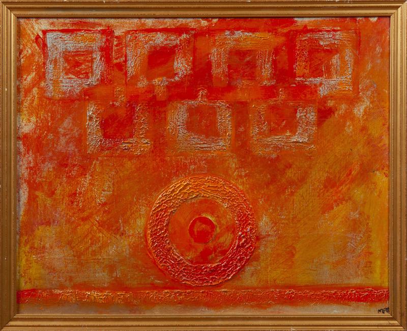 American School, "Abstract," oil on canvas, signed (1 of 1)