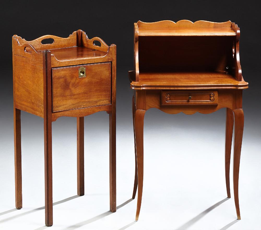 Two Carved Cherry Nightstands, 20th c., one English (1 of 1)