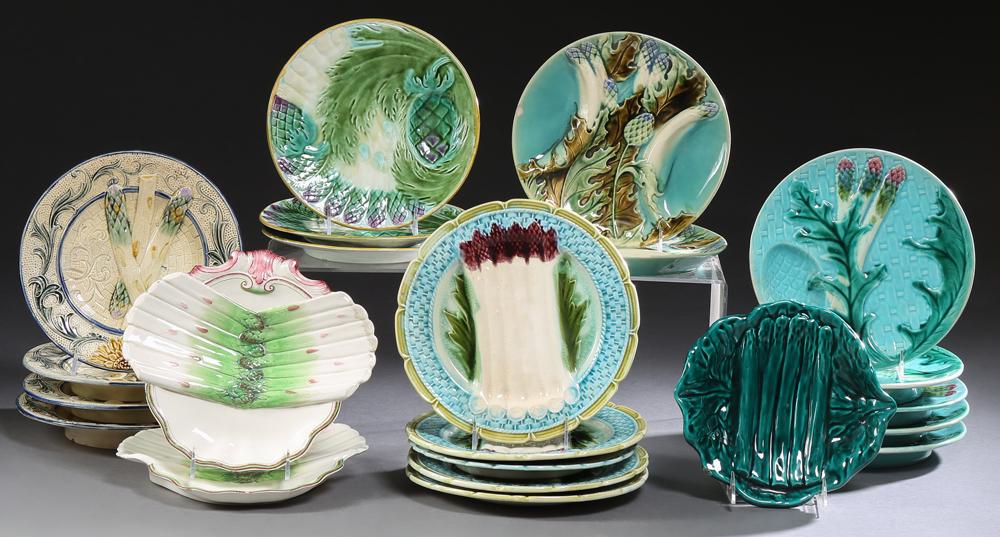 Assembled Set of Twenty-Two French Majolica Aparagus (1 of 1)