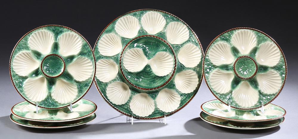 Seven Piece French Majolica Oyster Set, early 20th c., (1 of 1)