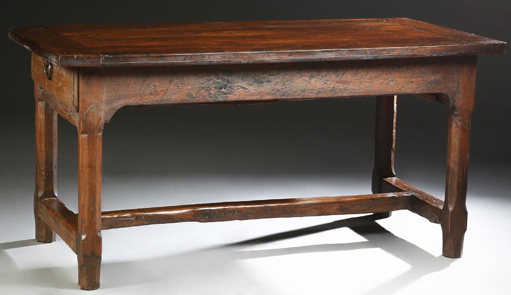 French Provincial Carved Oak Farmhouse Table, 19th c., (1 of 1)