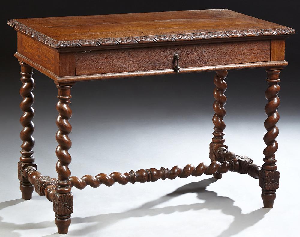 French Henri II Style Carved Oak Writing Table, c. (1 of 1)
