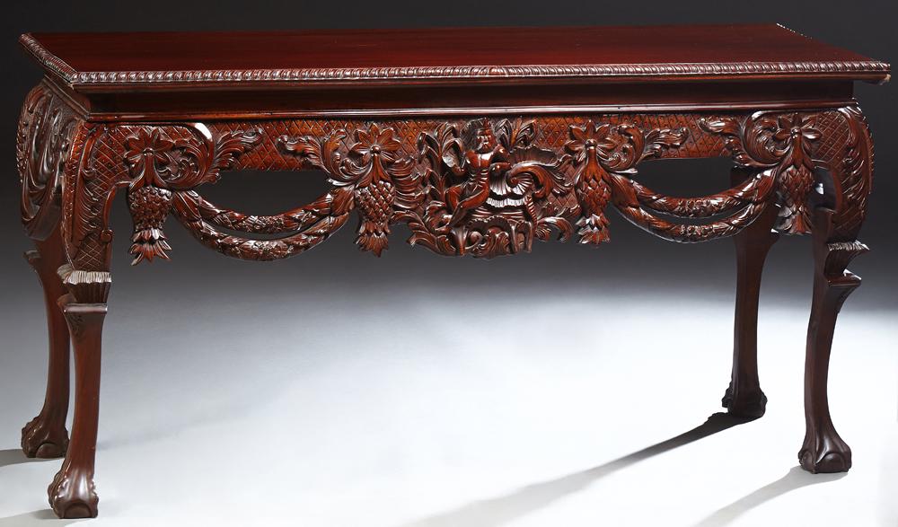 Chippendale Style Carved Mahogany Console Table, (1 of 11)