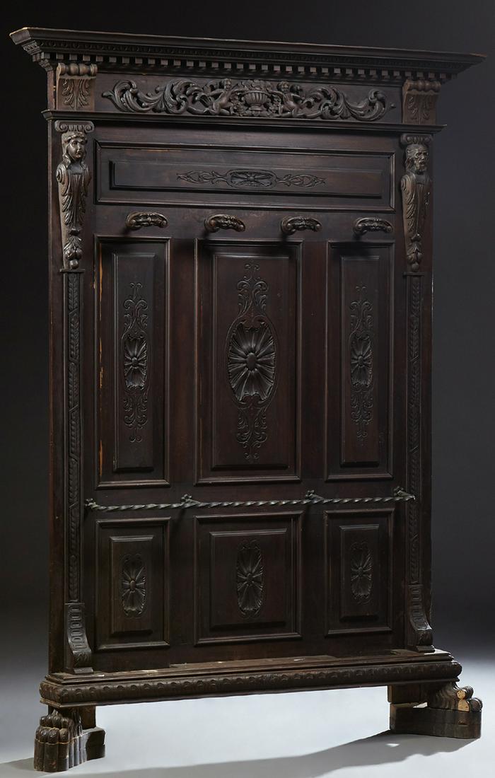 Large Continental Carved Birch Hall Tree, late 19th c., (1 of 1)