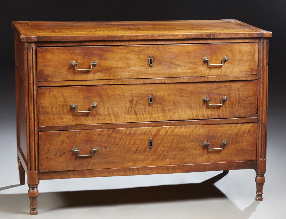 French Carved Walnut Louis XVI Style Commode, 19th c., (1 of 1)