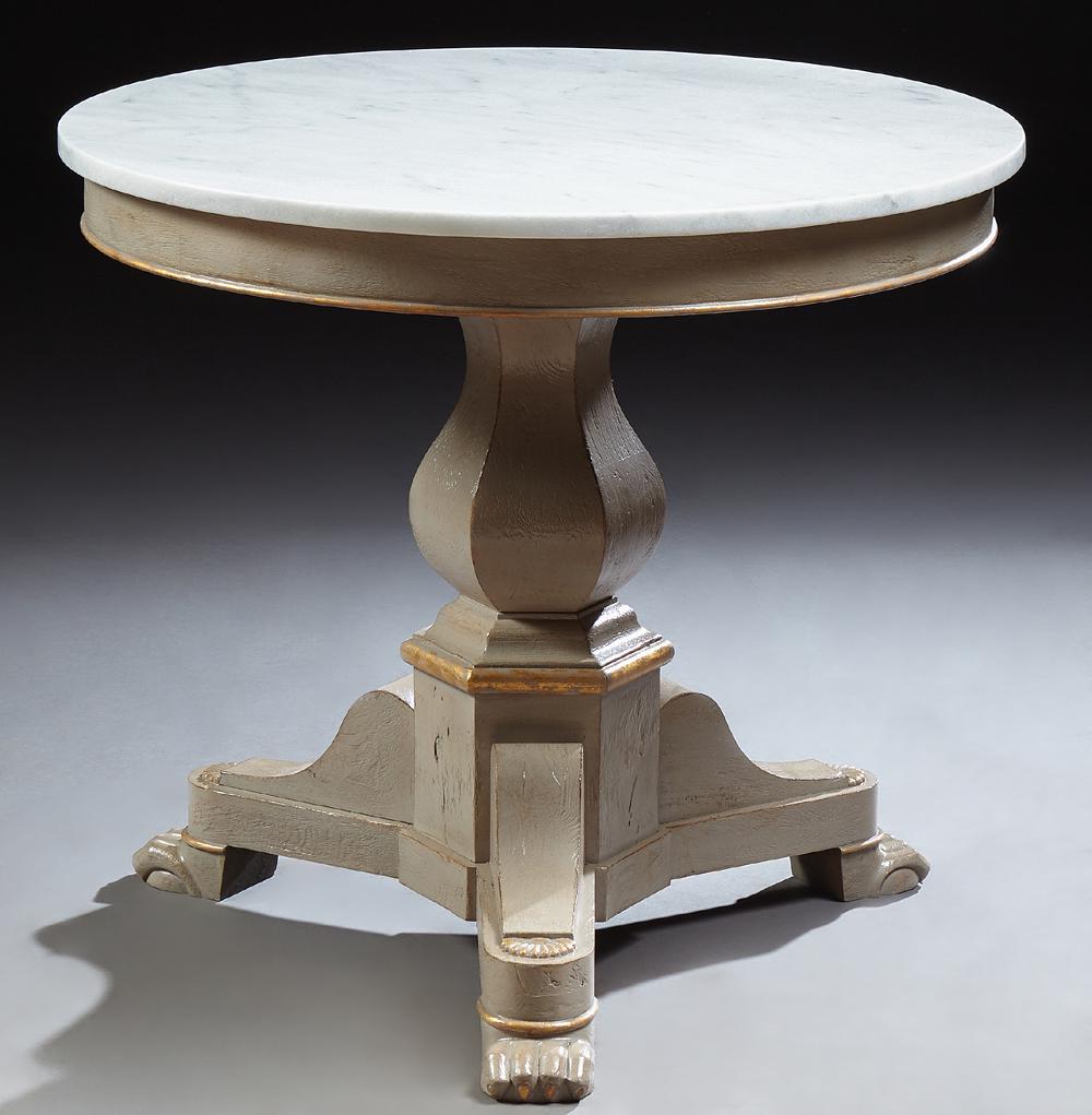 Louis Philippe Style Polychromed Marble Top Center (1 of 1)