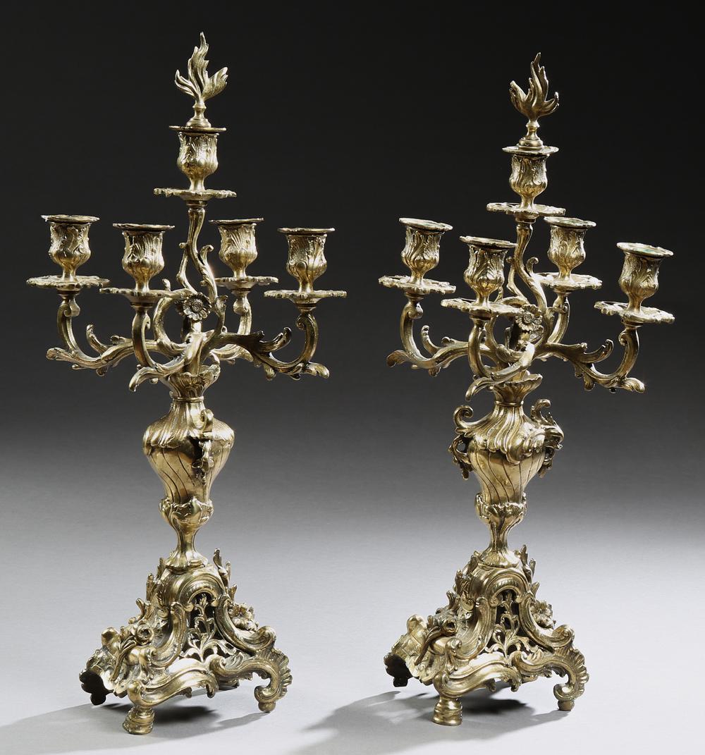 Pair of French Bronze Louis XV Style Five Light (1 of 1)
