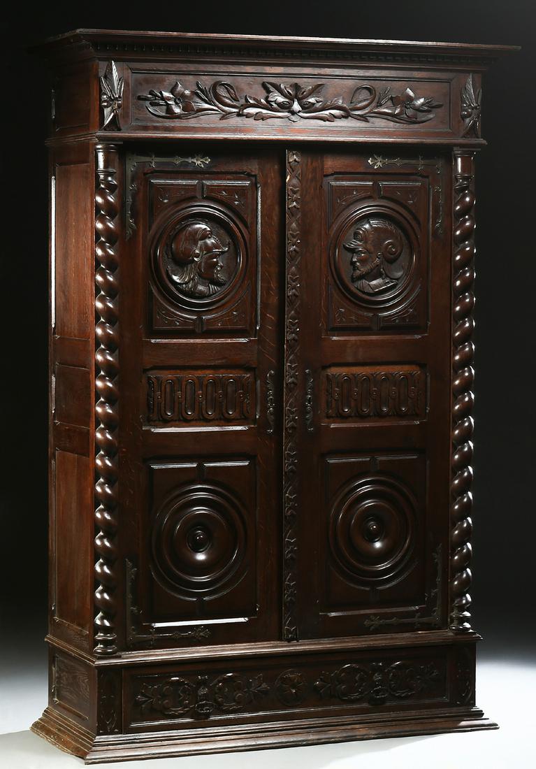 French Provincial Henri II Style Armoire, c. 1880, the (1 of 1)