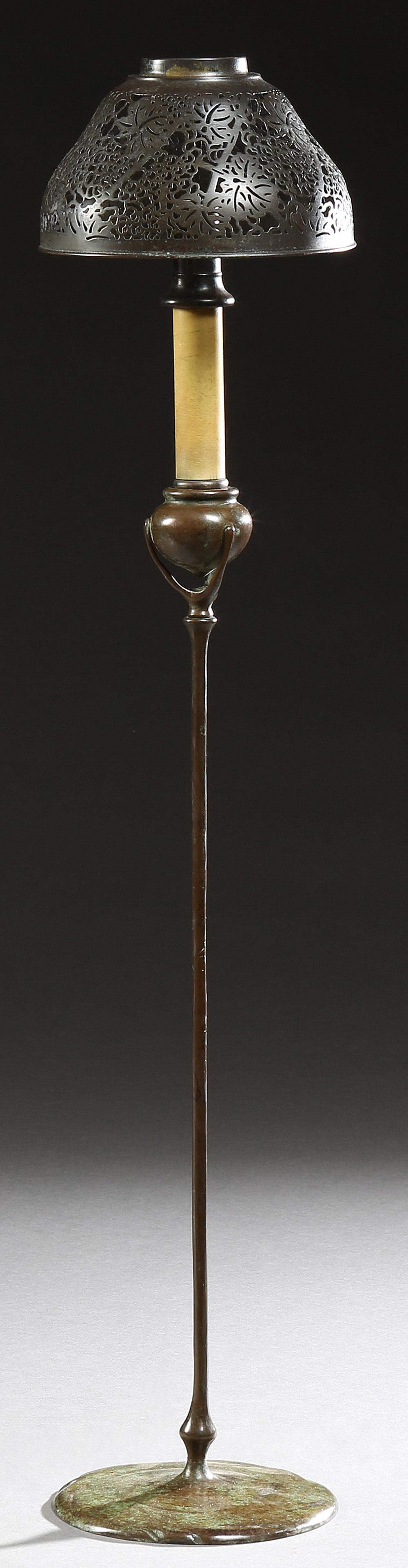 Tiffany Studios Patinated Bronze Candlestick Lamp, (1 of 5)