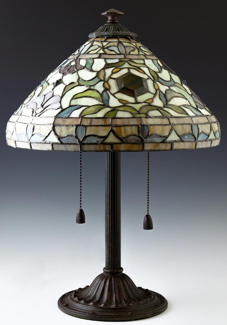Bradley and Hubbard Era Patinated Iron Table Lamp, (1 of 5)