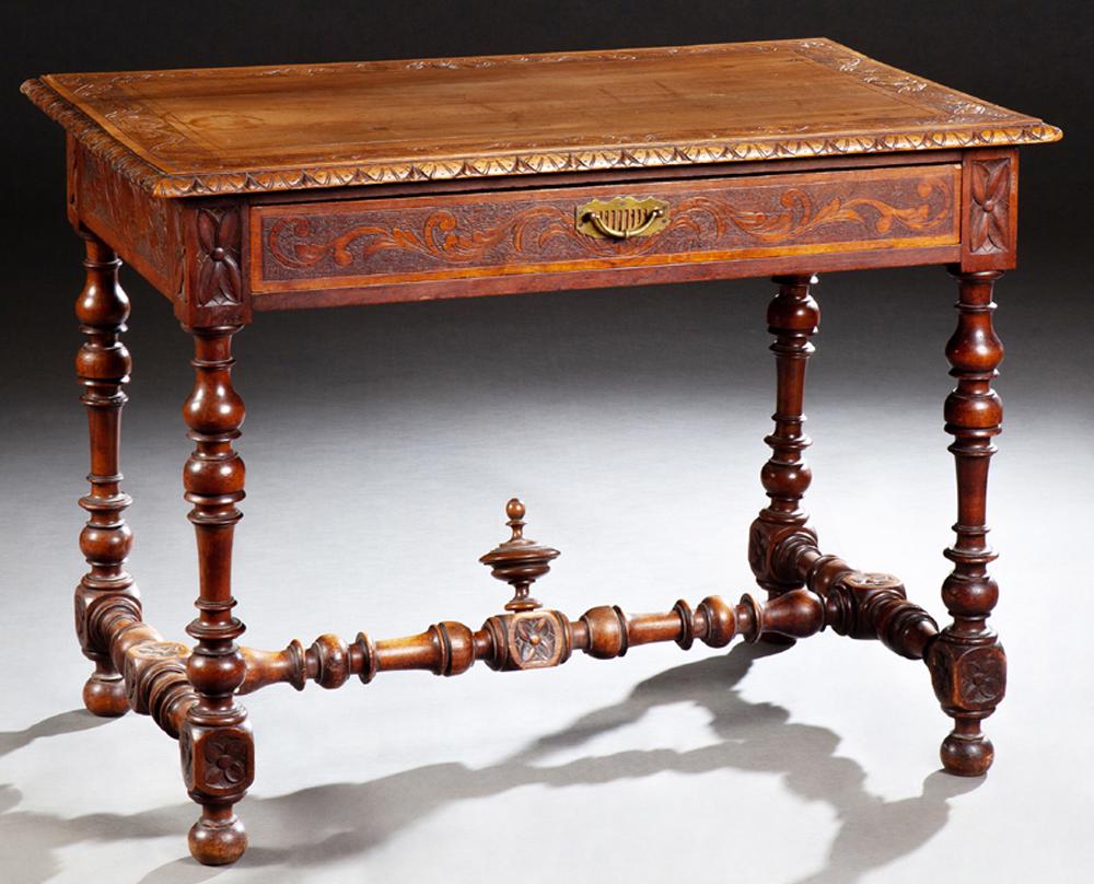 French Provincial Henri II Style Carved Walnut Writing (1 of 9)