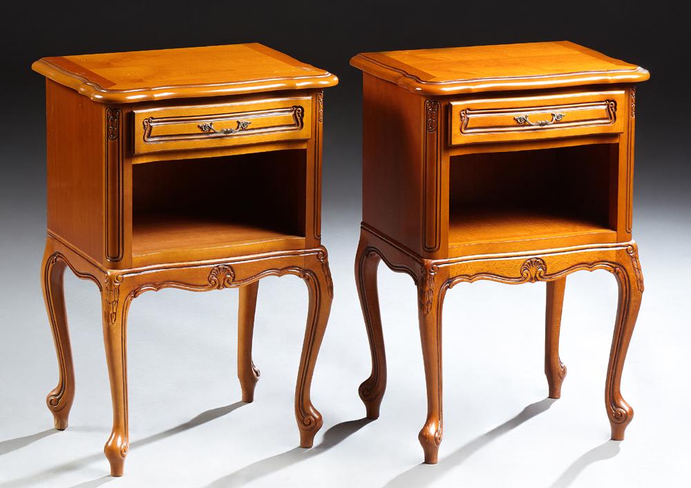Pair of French Carved Cherry Louis XV Nightstands, 20th (1 of 1)