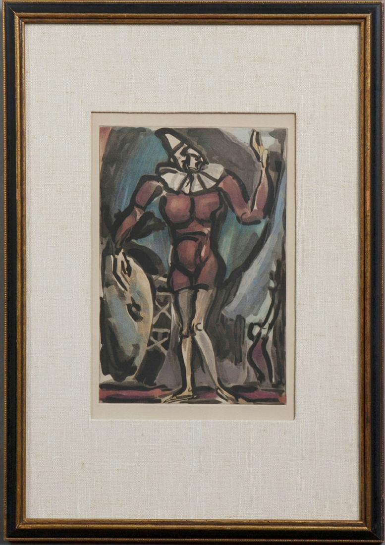 George Rouault (1871-1958, French), "Clown with Drum," (1 of 3)