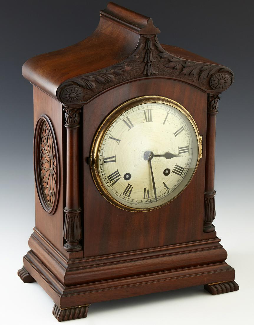 English Carved Mahogany Bracket Clock, c. 1910, by (1 of 3)