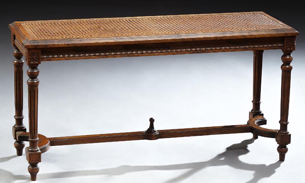 French Carved Walnut Louis XVI Style Double Bench, c. (1 of 1)