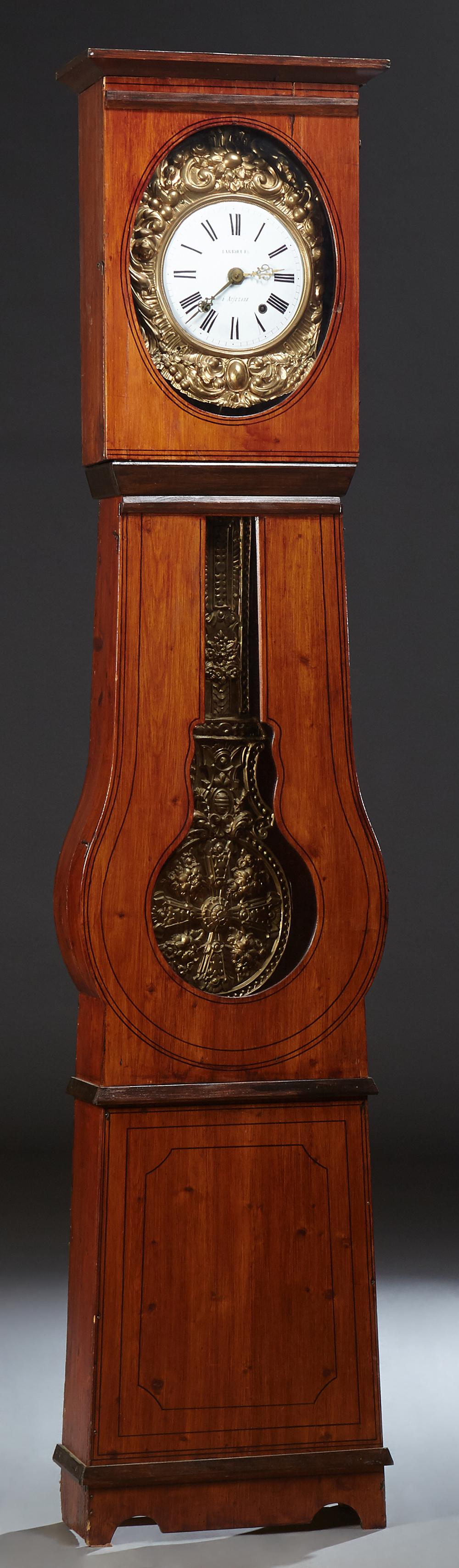 French Faux Bois Pine Tallcase Clock, 19th c., the ogee (1 of 1)