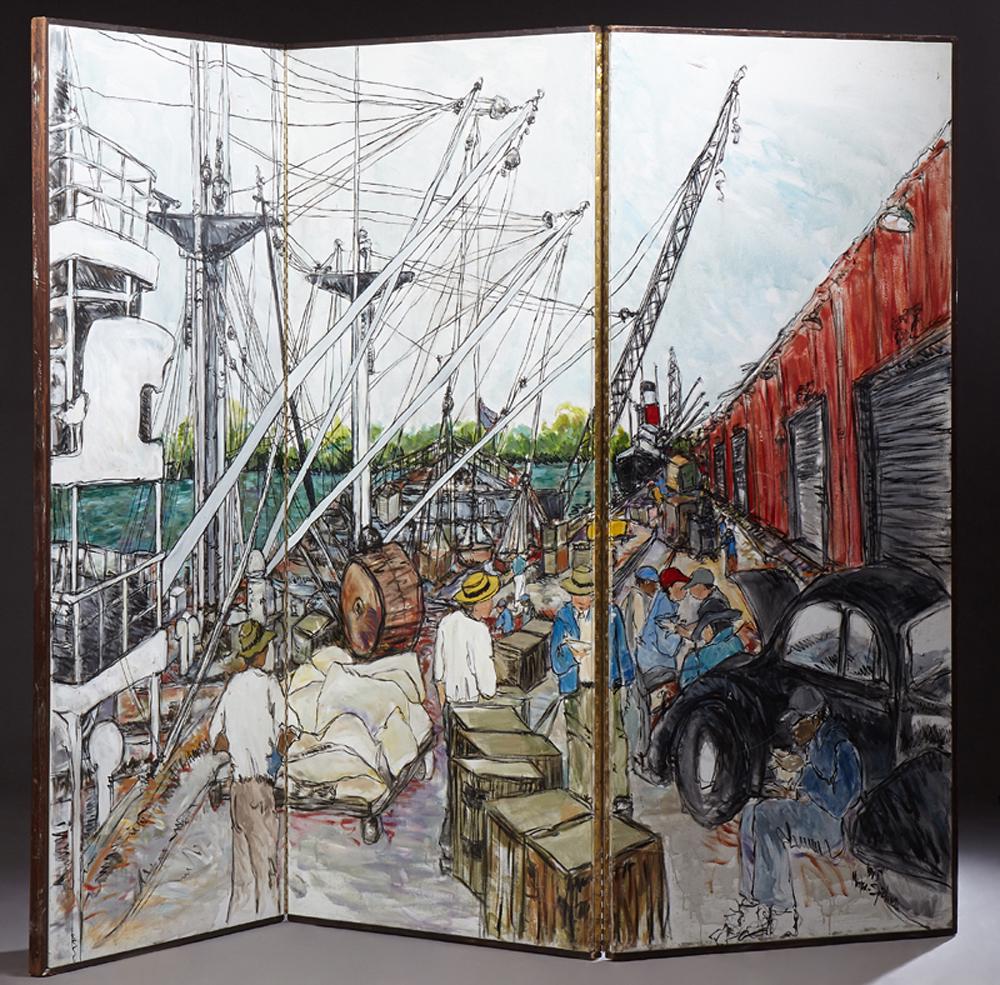 Meyer Spichma, Unusual Three Panel Folding Screen, 20th (1 of 2)