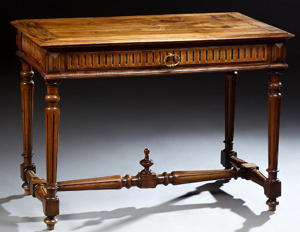 Louis XVI Style Carved Walnut Writing Table, 19th c., (1 of 1)